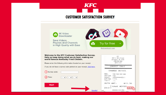 Screenshot of Survey First Page-language Screenshot of Survey First Page-language