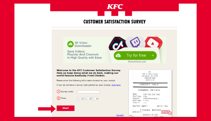 Screenshot of Survey First Page-start Screenshot of Survey First Page-start