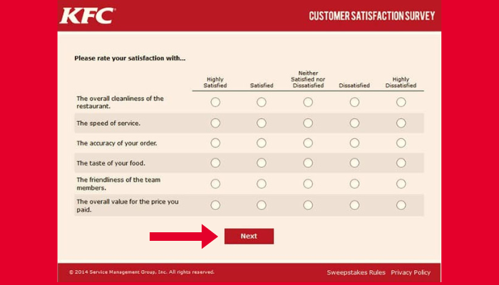 Screenshot of Survey Questions Page Screenshot of Survey Questions Page